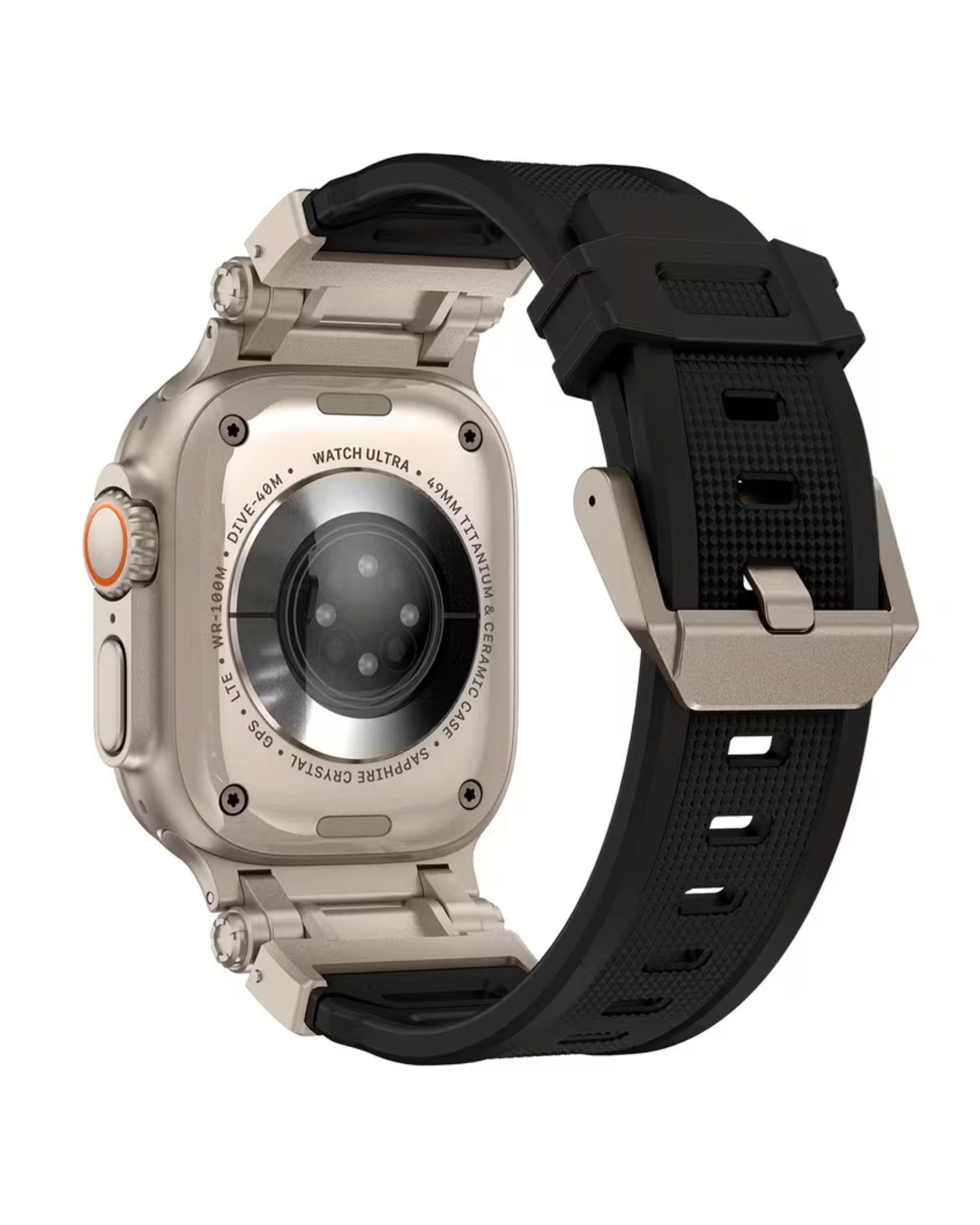 Solid Silicone Watch Band (Black) 42mm to 49mm