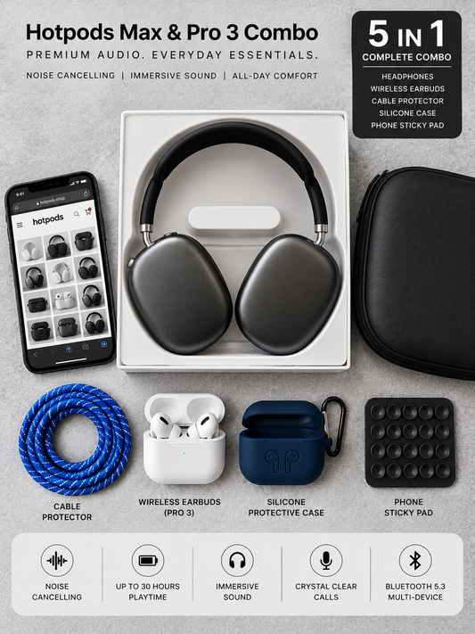 Hotpods Max & Pro 3 Combo  (Noise Control + Popup Sensor)