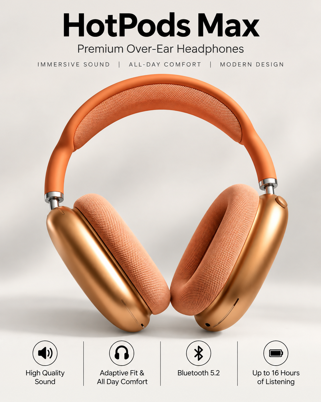 Hotpods Max (Noise Control + Popup Sensor) Orange