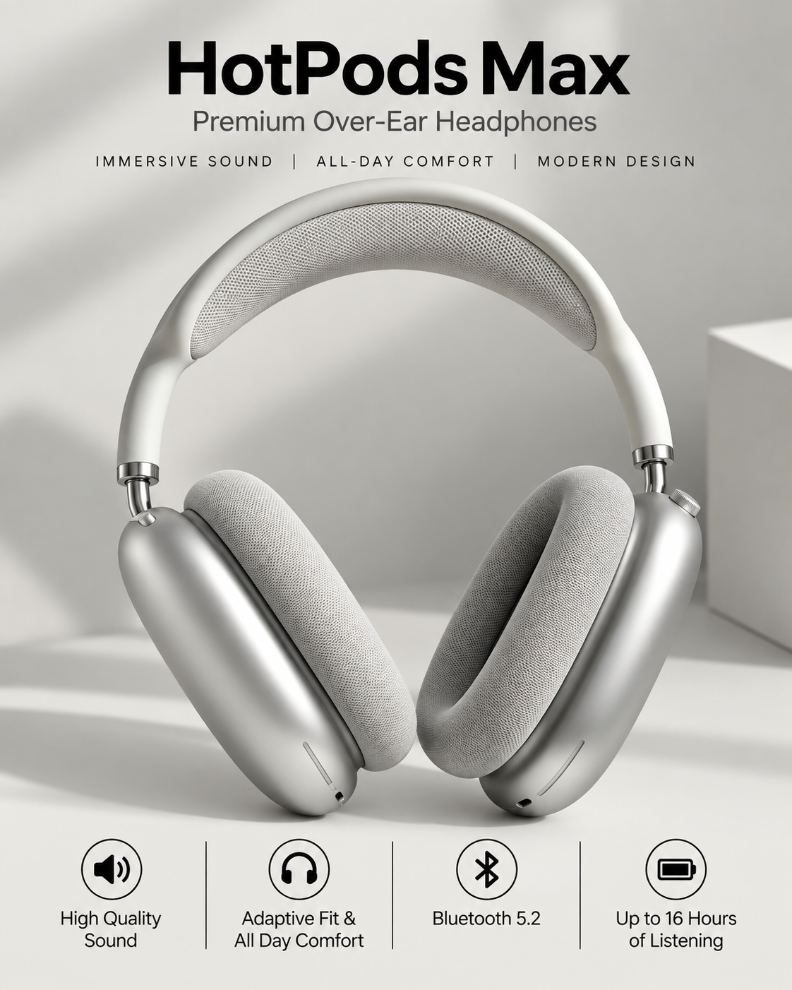 Hotpods Max (Noise Control + Popup Sensor) Silver